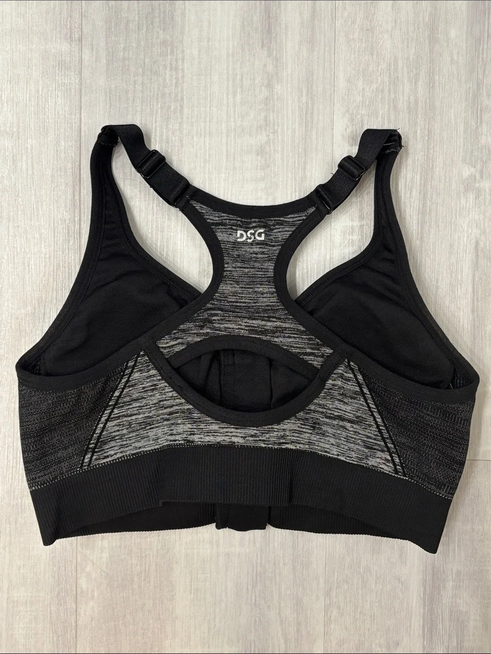 DSG Black and Gray Front-Zip Racerback Padded Sports Bra adjustable strap Small
